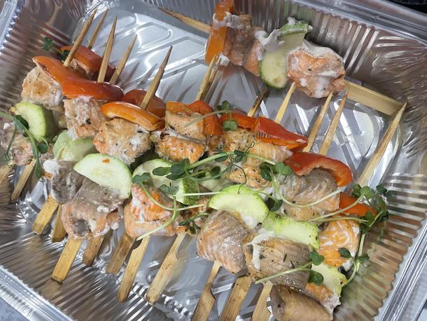 Рыбный шашлычок с овощами Рыбный шашлычок с овощами